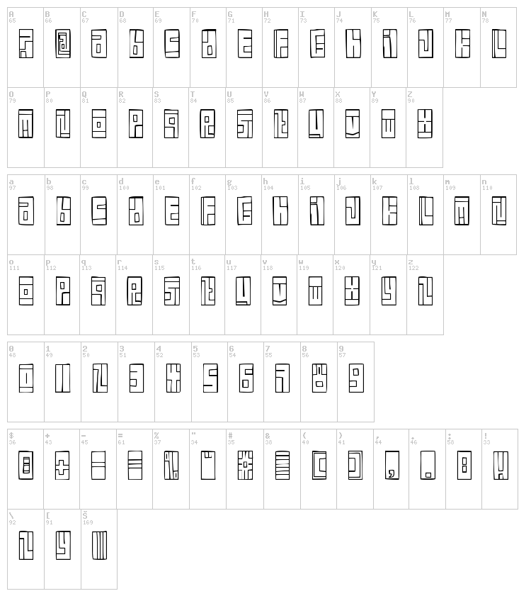 FE Box Font font map
